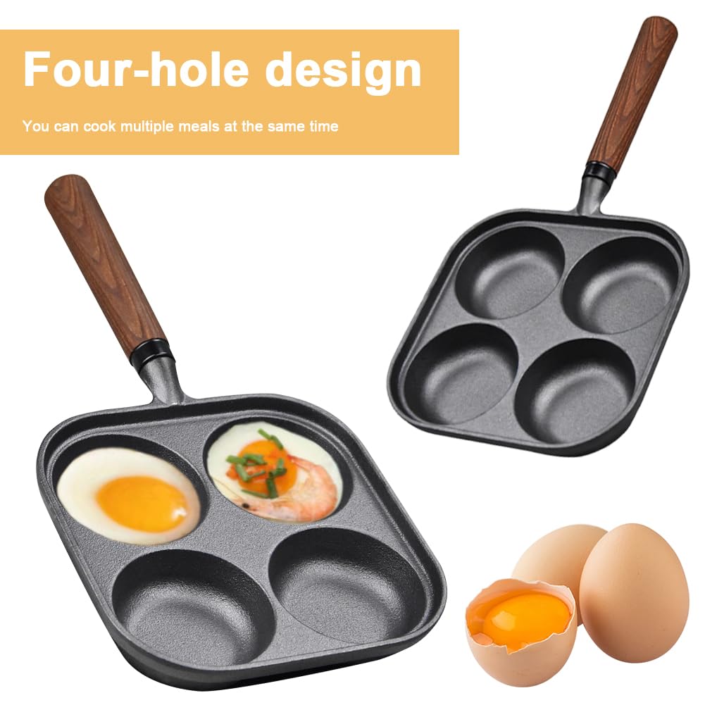 Padella per frittata, padella antiaderente in ghisa per 4 tazze, con manico, padella per frittelle, frittate, crêpe, per colazione, uova fritte, pancake, bistecche, hamburger, pancake