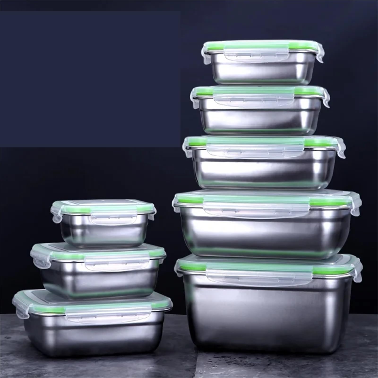 Portavivande In Acciaio Inox Contenitore For Alimenti In Acciaio Inossidabile, 4/1, For Bento Box, Sigillato E A Prova Di Perdite, For Sottaceti, Frigorifero Congelatore(2800ml)
