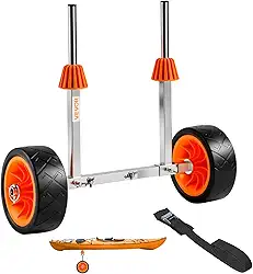 VEVOR Carrinho de caiaque, capacidade de carga de 113 kg, carrinho de canoa com pneus de borracha sólida de 19 cm e suporte, monta e desmonta em segundos, carrinho de prancha de remo para caiaques