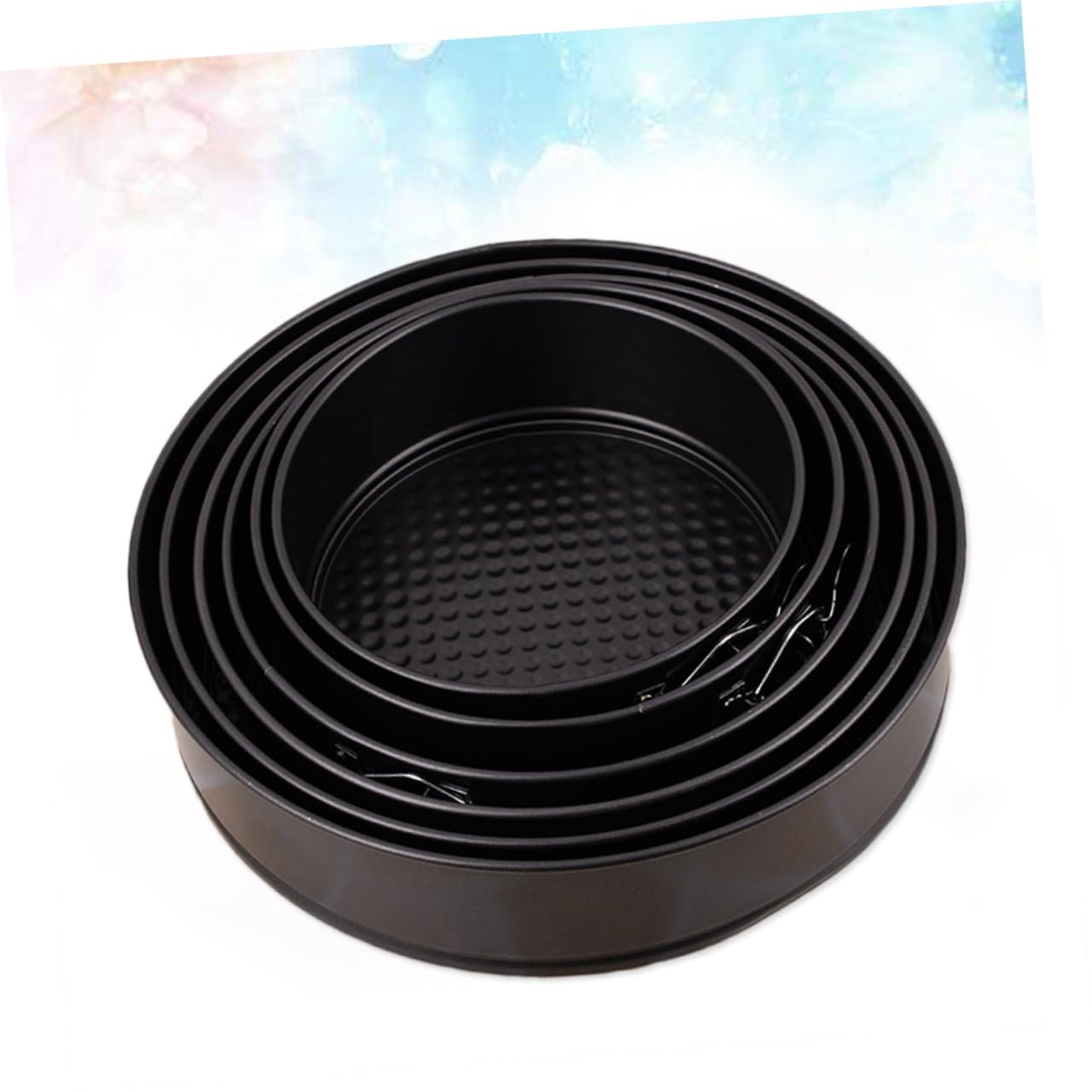 Molde Redondo Hebilla para Tartas 6 Piezas de Acero al Carbono | Negro, Fondo en Forma de Panal, Uso en Casa y Fiesta, Apto para Frigorífico