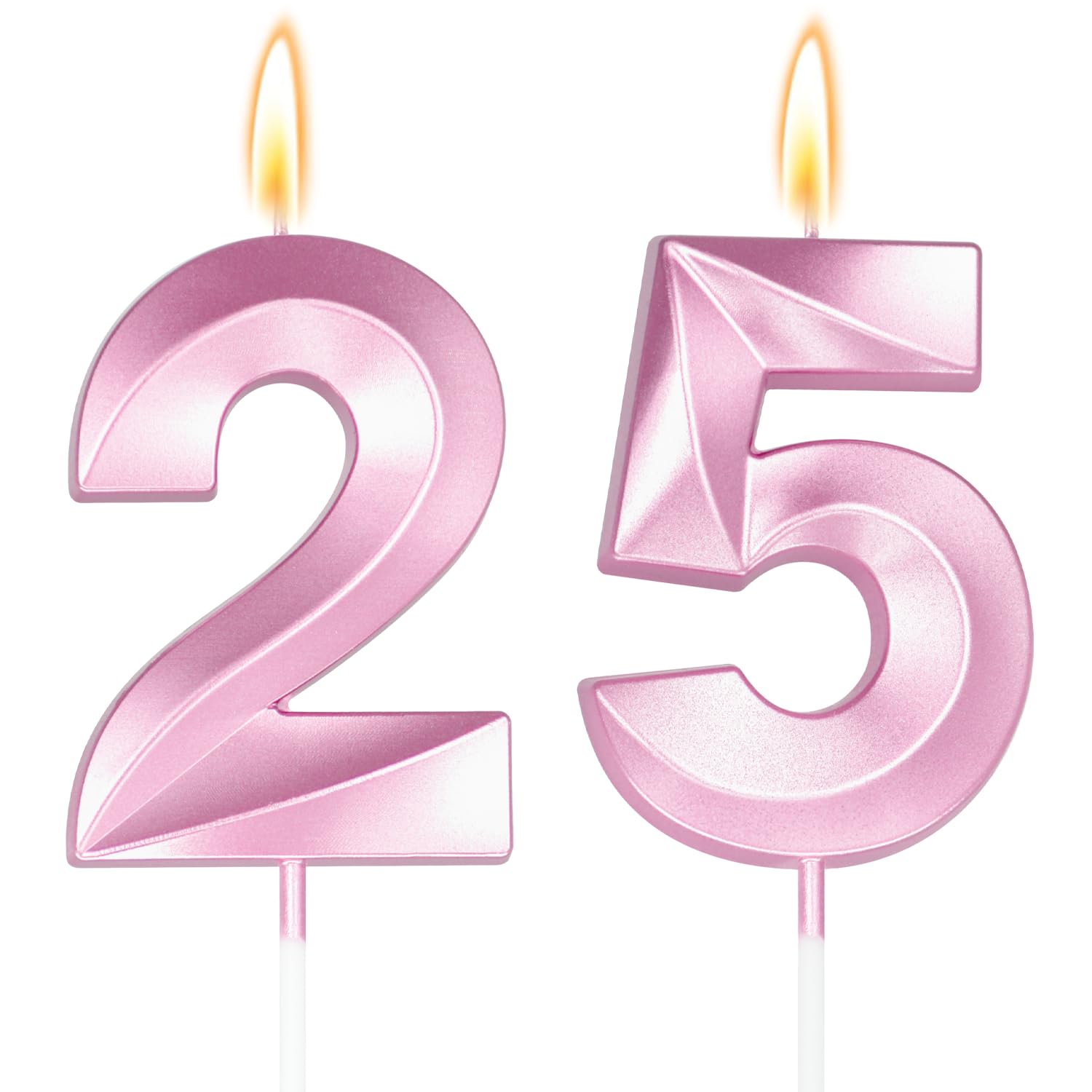 Photo 1 of ****ONE BROKEN****Large 2.76 inch Number Candles 25 Birthday Decorations for Women?Pink 25 Candle for 25th Birthday Decorations for Her, Rose Gold 25th Cake Topper for 25 Year Old Party Decoration, Decor Supplies