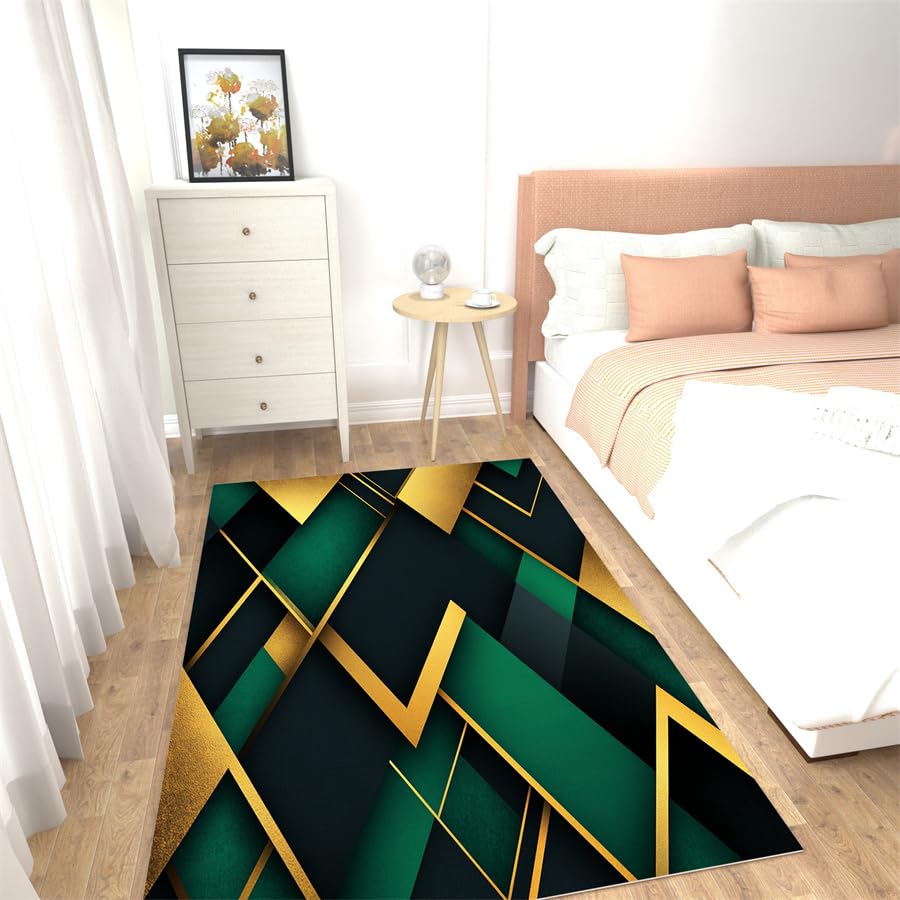 Tappeto 120X170 Geometria Verde Tappeto Salotto Moderno,Tappeti Camera Da Letto Antiscivolo,Tappeto Pelo Corto,Tappeto Grande Per La Decorazione Domestica