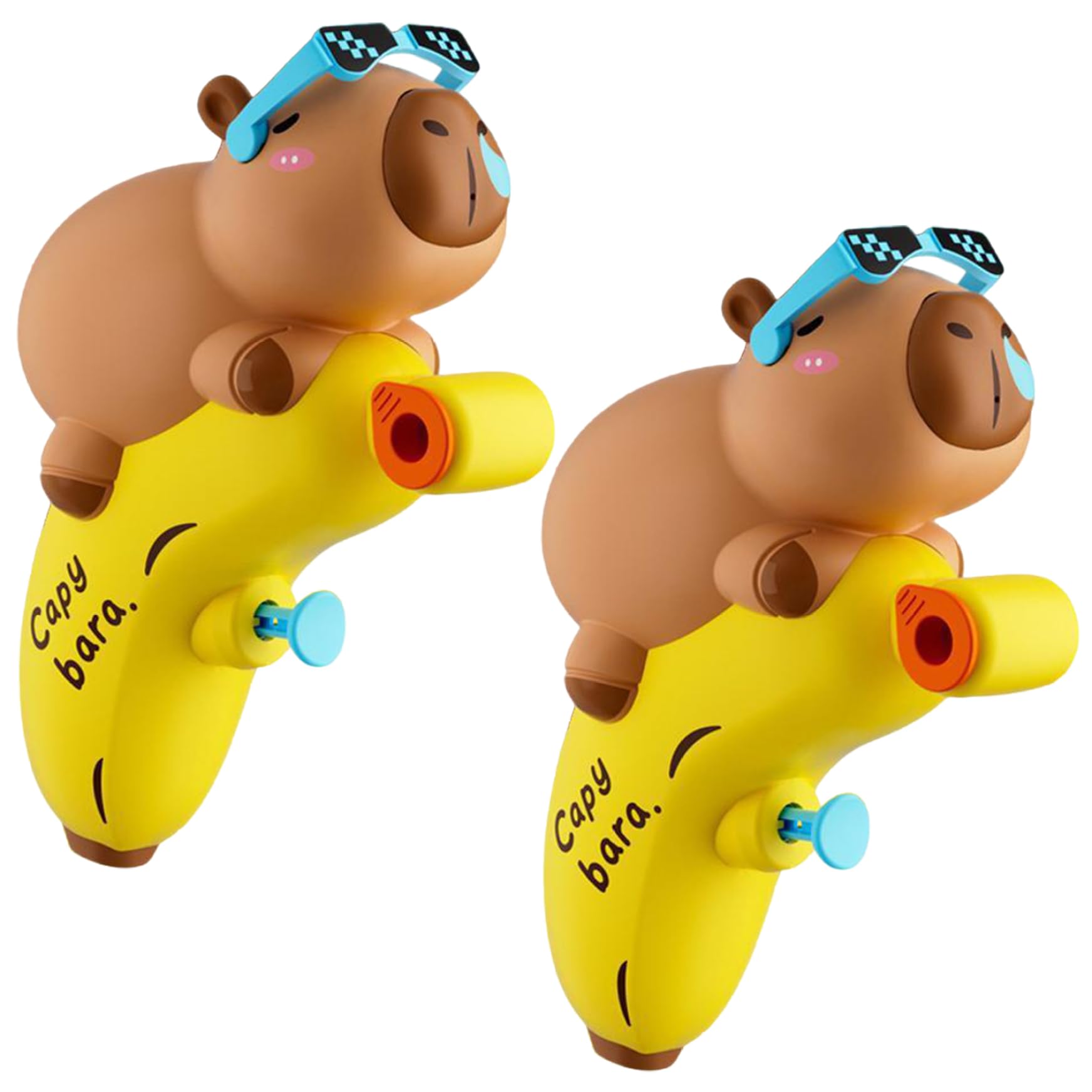 MOUNTTU Pistolas de Agua para niños Mayores de 3 años, 2 Pistolas de Agua con Forma de Capibara, de Largo Alcance, para Exteriores, Playa, Verano, Piscina, Regalos, Pistola de pequeña.