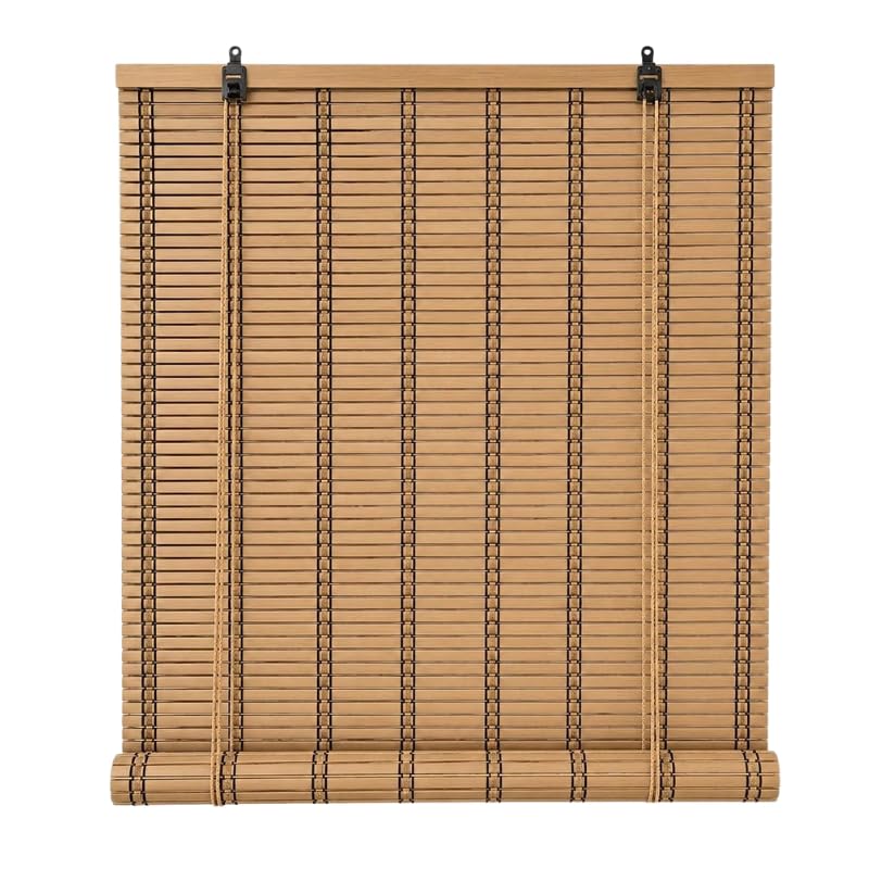 Solagua Estor de Bambú Enrollable para Ventana y Puerta | 14 Medidas Estores 100% Bamboo | Cortina Persiana de Madera Incluye Accesorios (L.135cm x A.90cm, Roble)