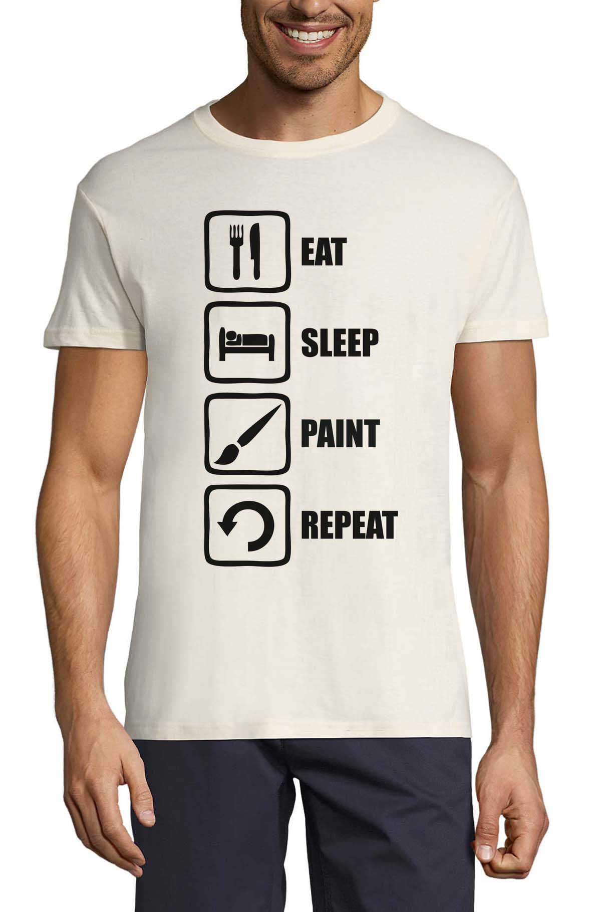 T-shirt peintre en coton Eat Sleep Paint Repeat pour artistes passionnés - 2
