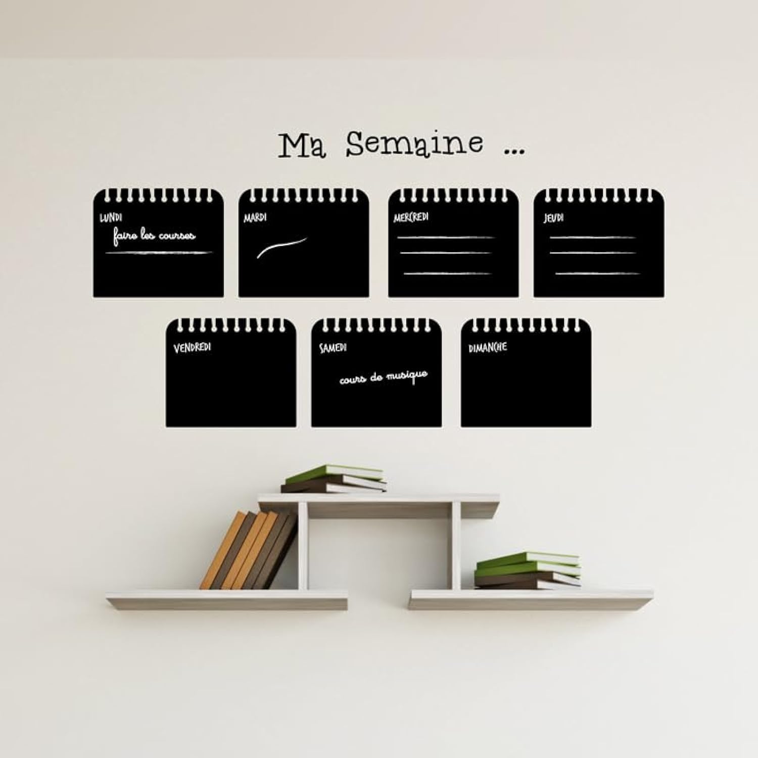 Sticker Ardoise Tableau Noir Effaçable Hebdomadaire - 55x35cm - Made In Europe