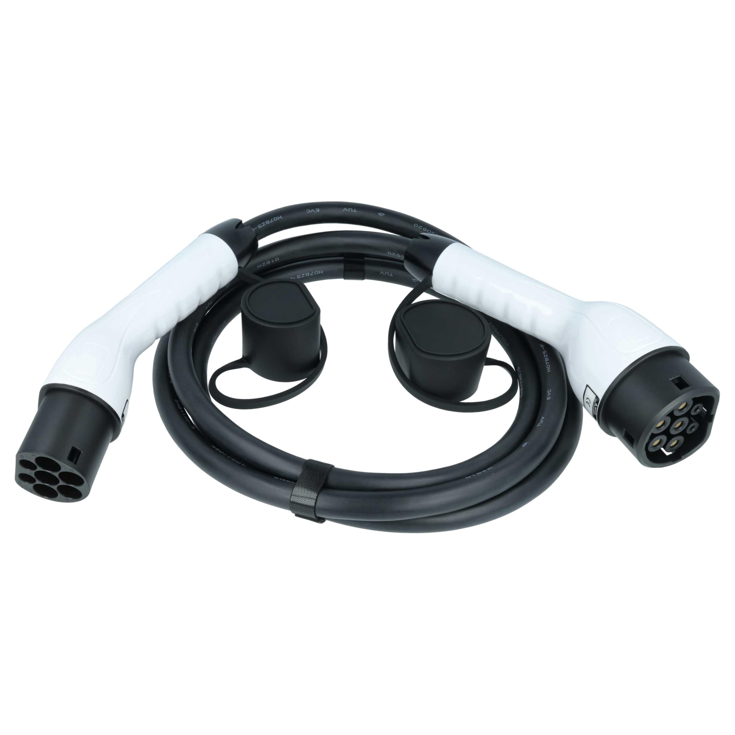 vhbw Cable Carga Tipo 2 a Tipo 2 para Coche eléctrico - Cable conexión, 3 Fases, 32 A, 22 kW, 3 m