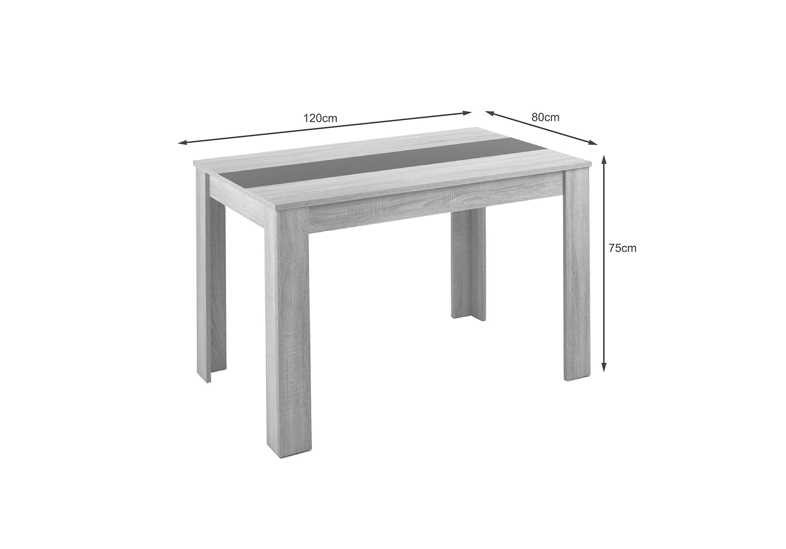 byLIVING Esstisch NORI, Küchentisch in Eiche-Optik, 120 x 80, H 75 cm | Einlegeplatte wendbar in schwarz oder weiß, großer Tisch
