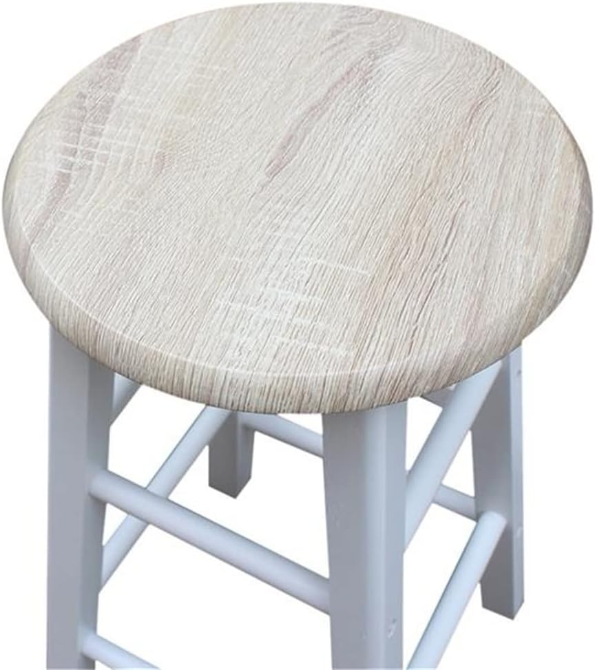 Dining Room Kitchen Foldable Wooden Handle Semicircle Cart with Round Stool White