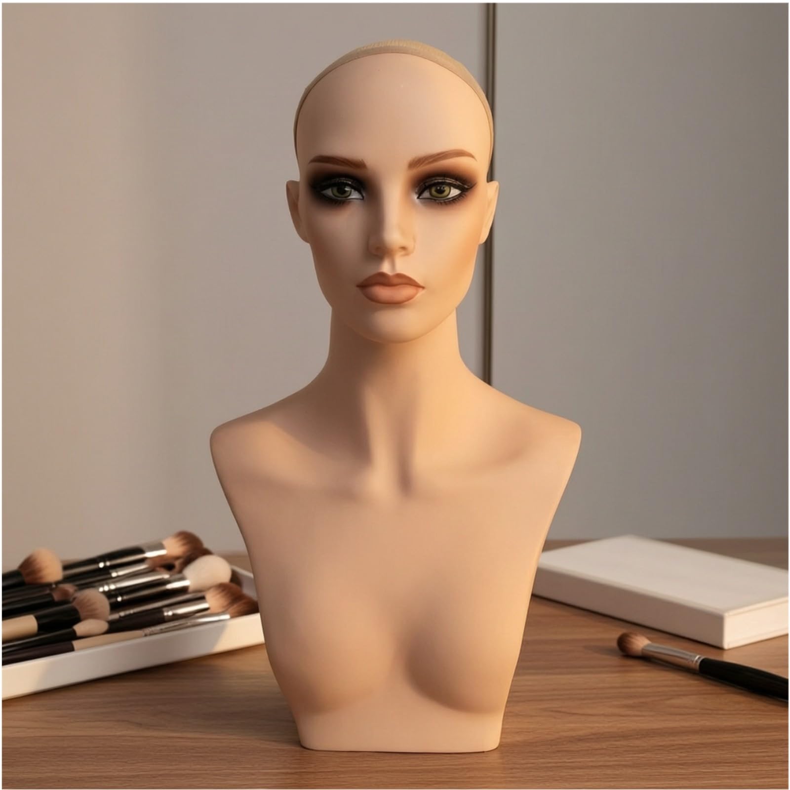 Mannequin Lebensechtes Gesicht, Perückenkopf mit Büste, Hautfarben, Mannequin-Kopf, für Schaufenster, Fotostudio, Friseursalon