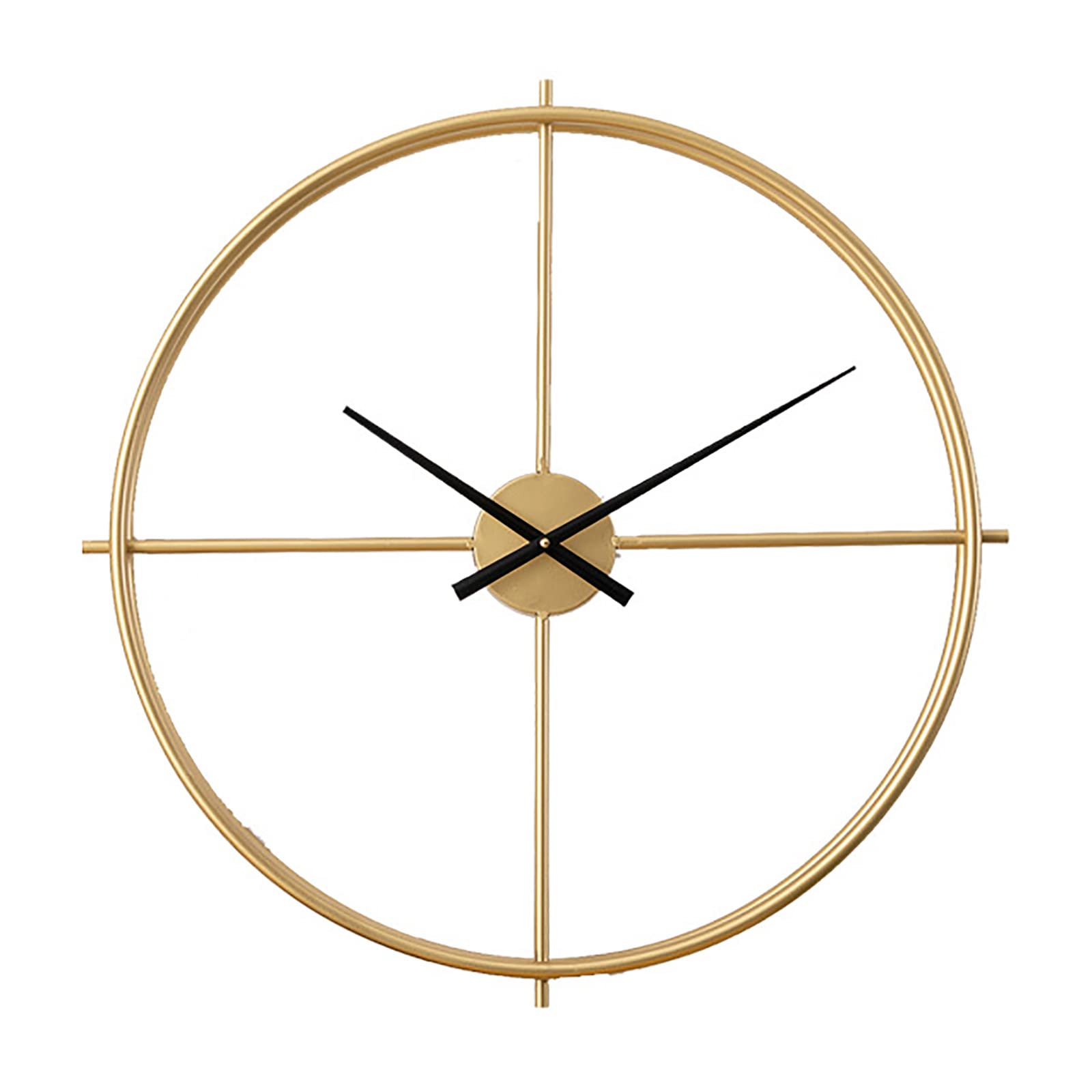 JATIBOSH Minimalist Mute Wall Clock Living Room Bedroom Creative Decorative Clock Round Hunging Clock Nordic Metal Wrought Iron Outdoor Clocks (Batteries Not Included)
