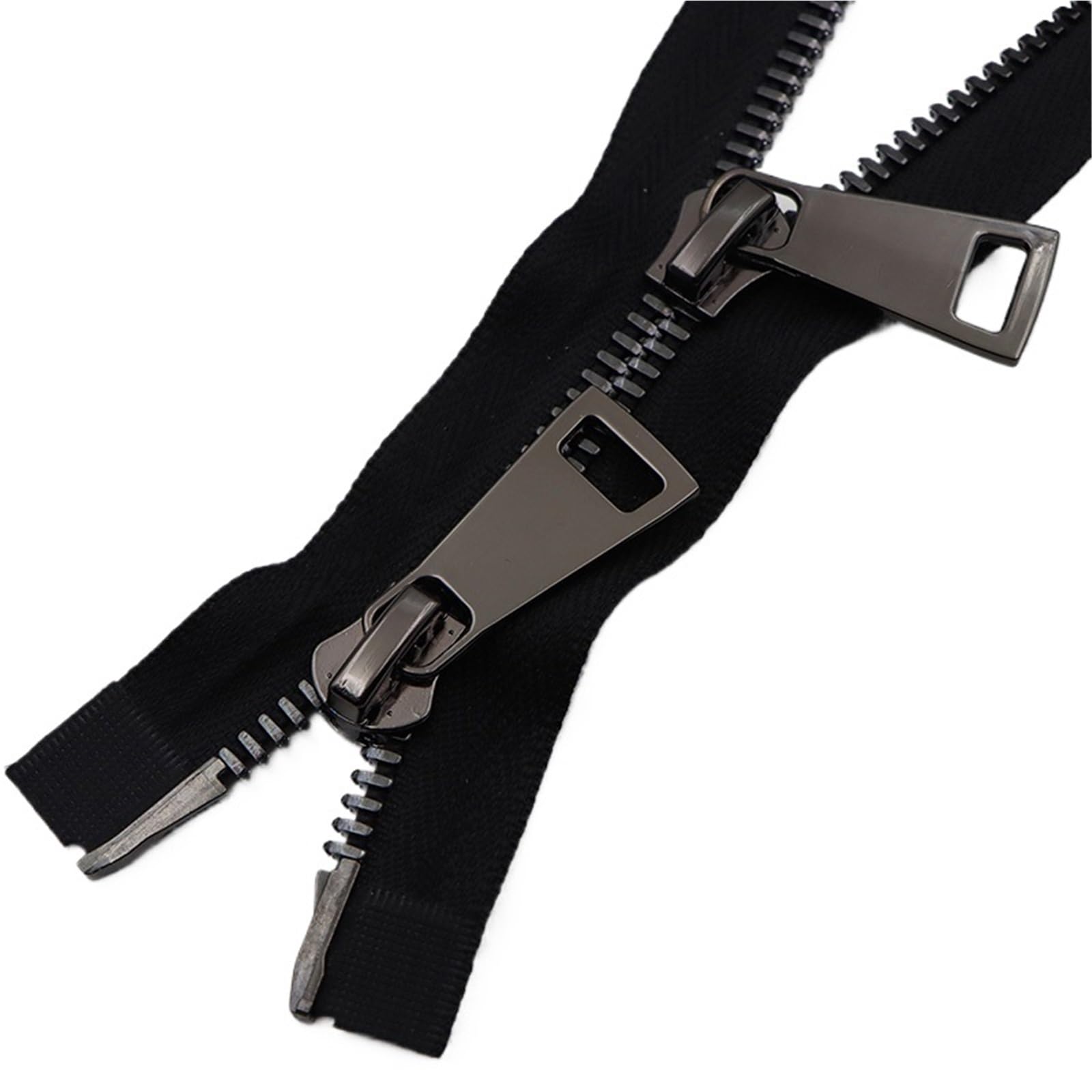 1 cremallera de doble cursor metálica de 80/100/120 cm, número 8, con extremo abierto, for reparación de abrigos y chaquetas de plumas.(Black,120cm)