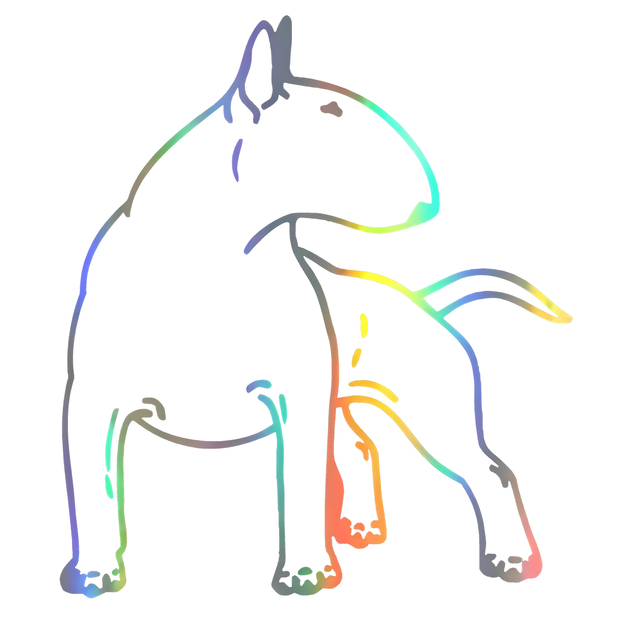 Bullterrier Holographischer Reflektierender Autoaufkleber, Bullterrier wasserdicht Aufkleber, Modern Minimalistisch, für Auto, Laptop, Kühlschrank ((18cm/7.09inch))
