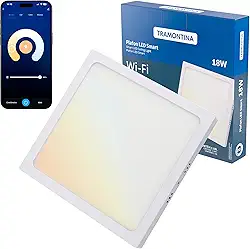 Tramontina Plafon Smart​ LED Quadrado de Sobrepor 18W Inteligente Wi-Fi + Bluetooth​ e função de geolocalização - Compatível com Alexa e Google Assistente