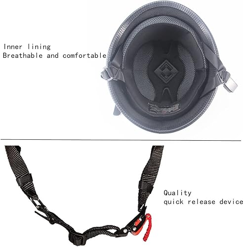 Miniatura 5 de Casco de motocicleta de estilo alemán, medio casco para adultos, cara abierta, aprobado por DOT, casco de motocicleta, crucero, scooter