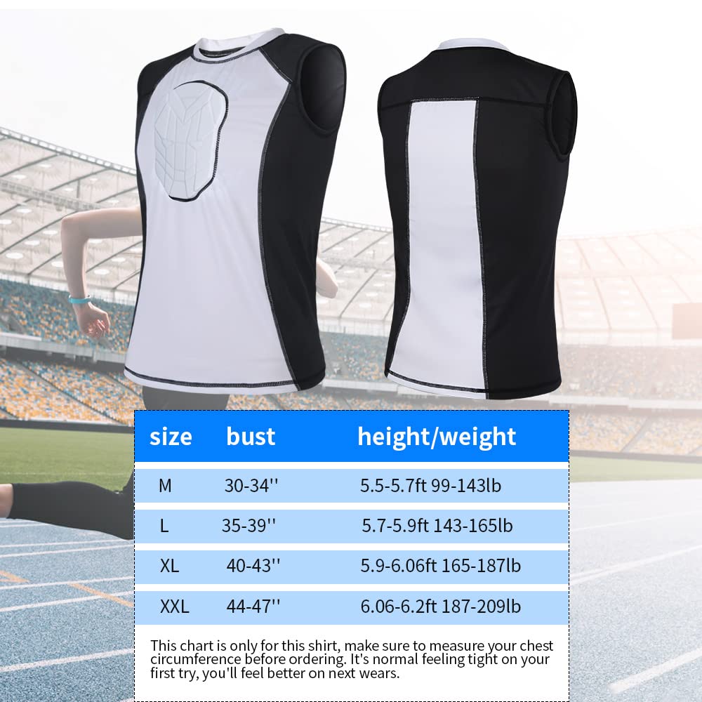 TUOY Gepolstertes ärmelloses Shirt mit Herzschutz, Brust, Brust, Brust, Brust, Brust, Schutzshirt für Scrum, Fußball, Baseball, Paintball Tore
