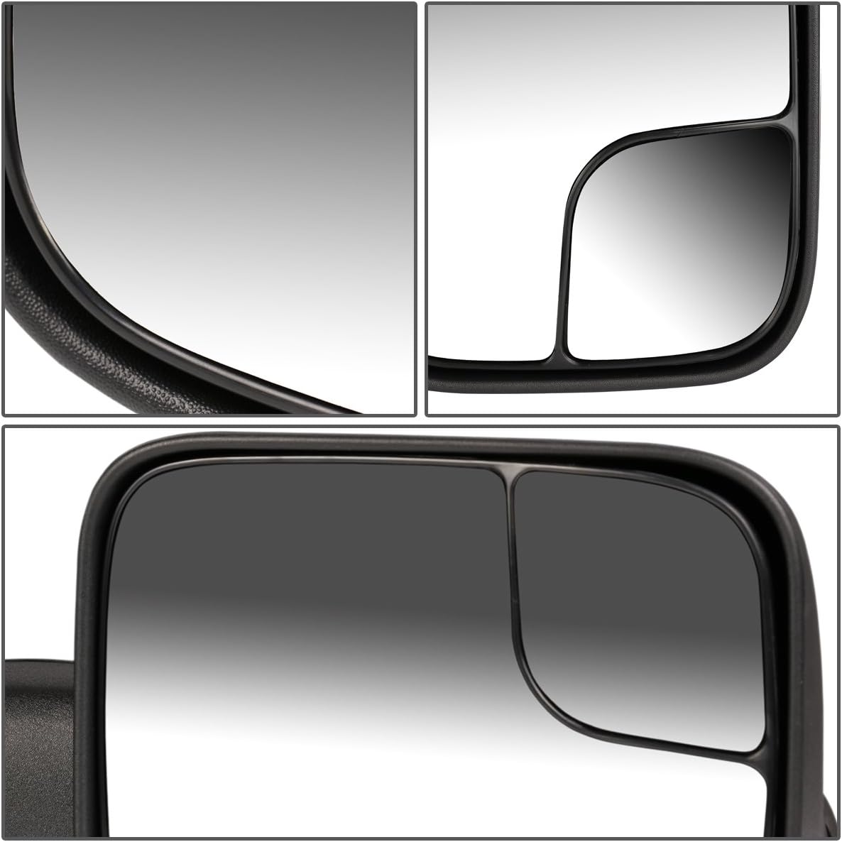 DNA MOTORING TWM-012-T222-BK-R Manual Flip Up Towing Mirror Right/Passenger Compatible with 02-08 Ram 1500/03-09 Ram 2500 3500