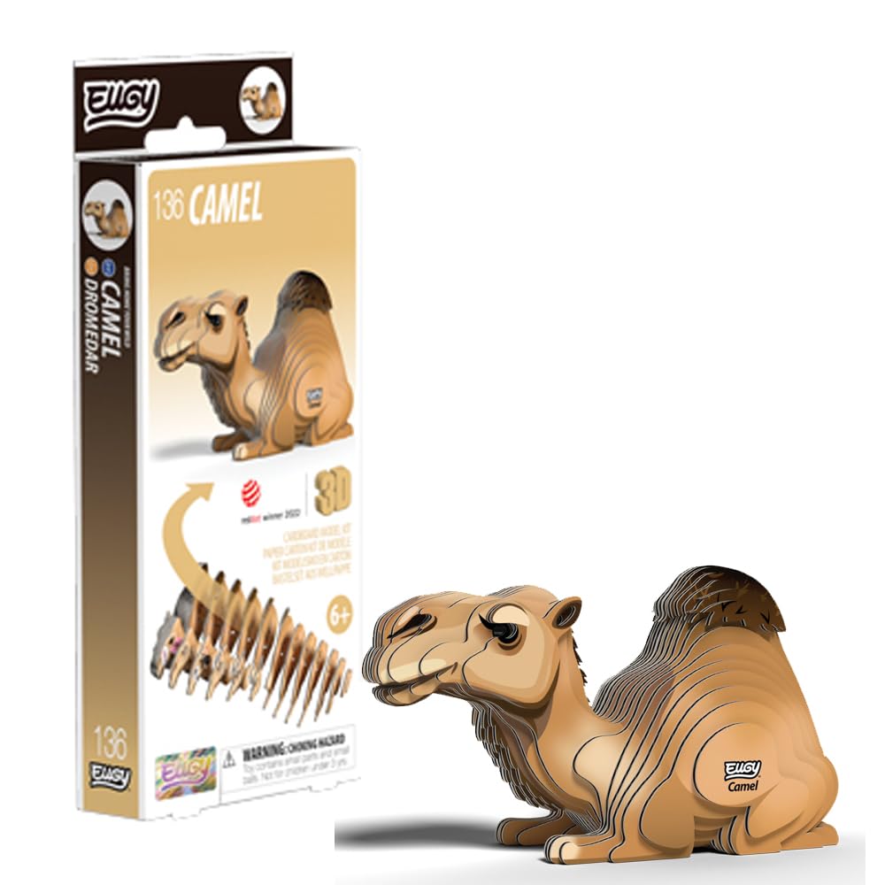 EUGY 136 Camel Eco-Friendly 3D Paper Puzzle, Yellow, 80 x 38 x 54 mm