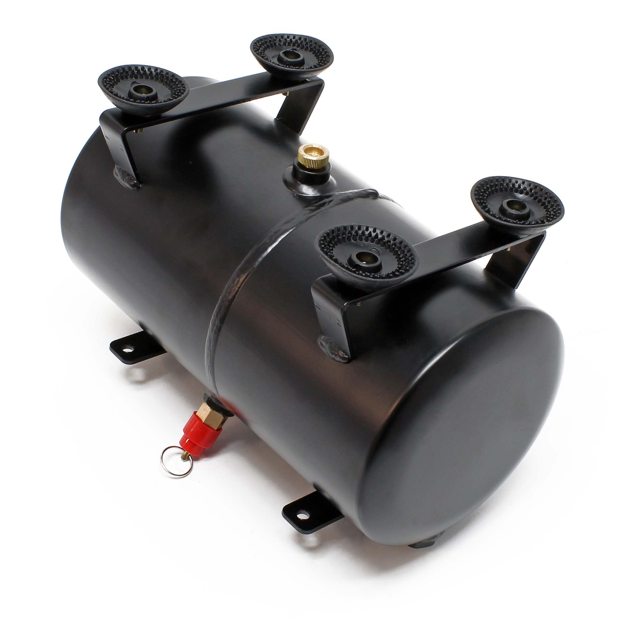 Wiltec 3 L Drucktank für Airbrush Kompressor AS186, 3x 9,52 mm IG, 1x 12,91 mm IG, bis 4 bar, Druckbehälter Ersatzteil, Airbrush Zubehör