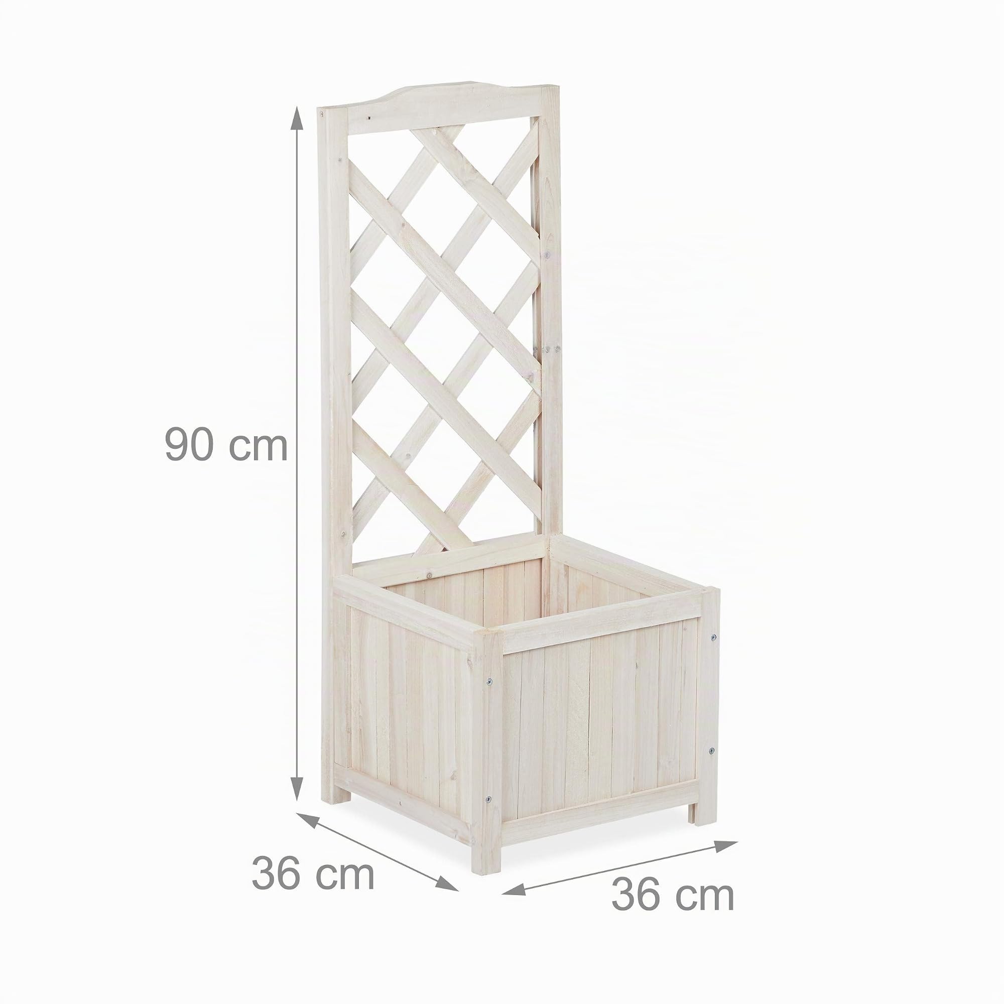 relaxdays, blanc Jardinière treillis espalier Tuteur plantes grimpantes bac à fleurs bois vigne rose 20 L, 90 cm