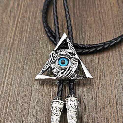 YOQUCOL Triangle 3D Simulation Devil's Eye Bolo Tie For Men American Western Genunie Leather Necktie Bolo Ties