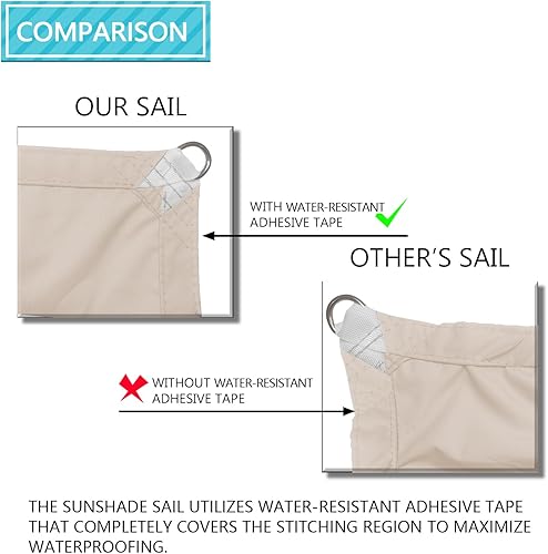 Miniatura 6 de Coarbor Toldo rectangular impermeable de 8 x 12 pies para dar sombra a patios, exteriores, patio, jardín, pérgola, beige