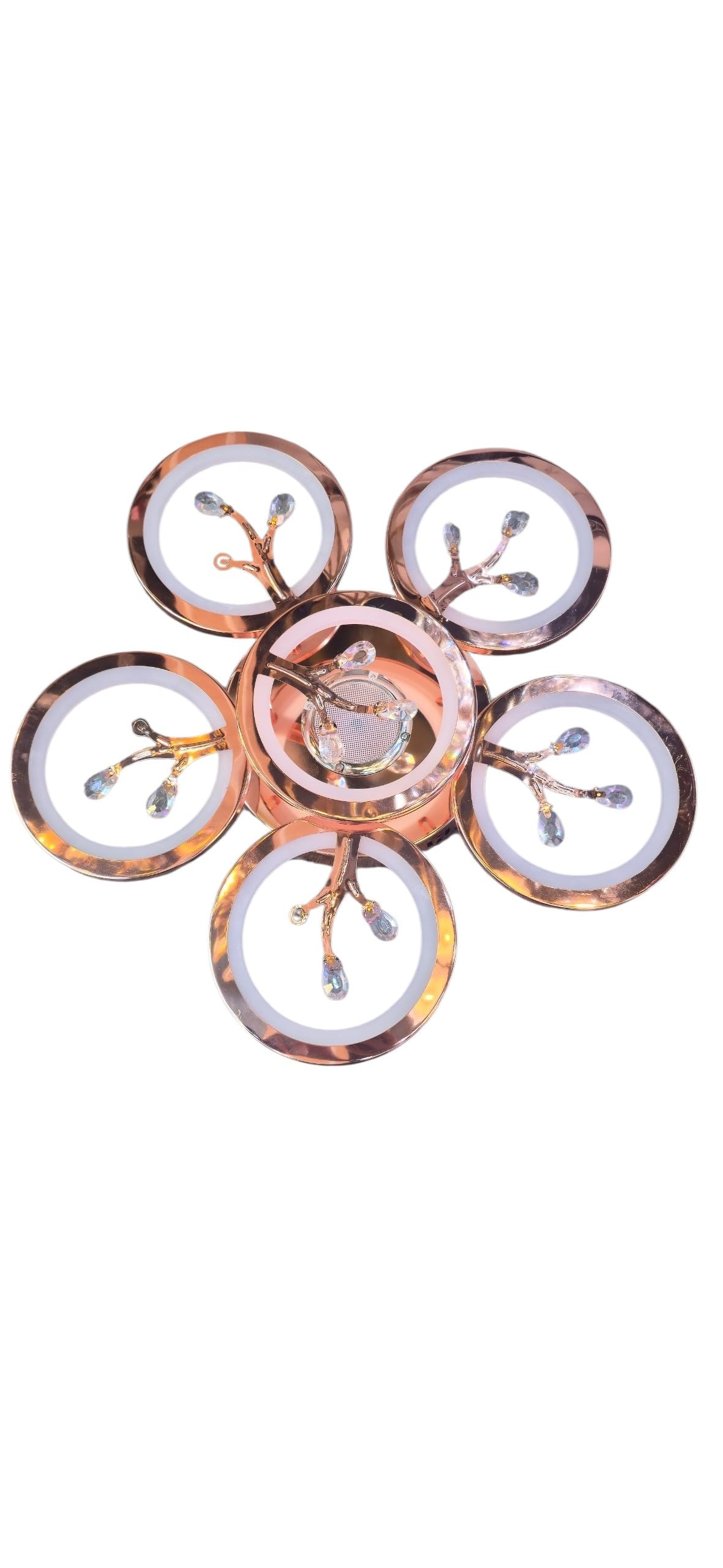 Modern Rose Gold LED Ceiling Light 6-Ring Floral with Crystal | Energy Efficient LED, Crystal Accents, Living Room & Bedroom, Contemporary Design, Indoor Ceiling Fixture-image-41