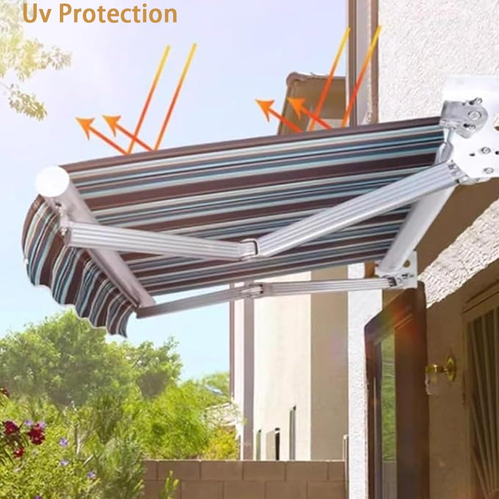 Tenda parasole retrattile in tessuto di ricambio per esterni, a strisce verdi, in poliestere, 3 x 1,5 m