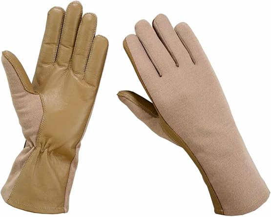 Nomex Fire Resistant Flight Flyer Pilot Operator Aviation Duty Leather Gloves