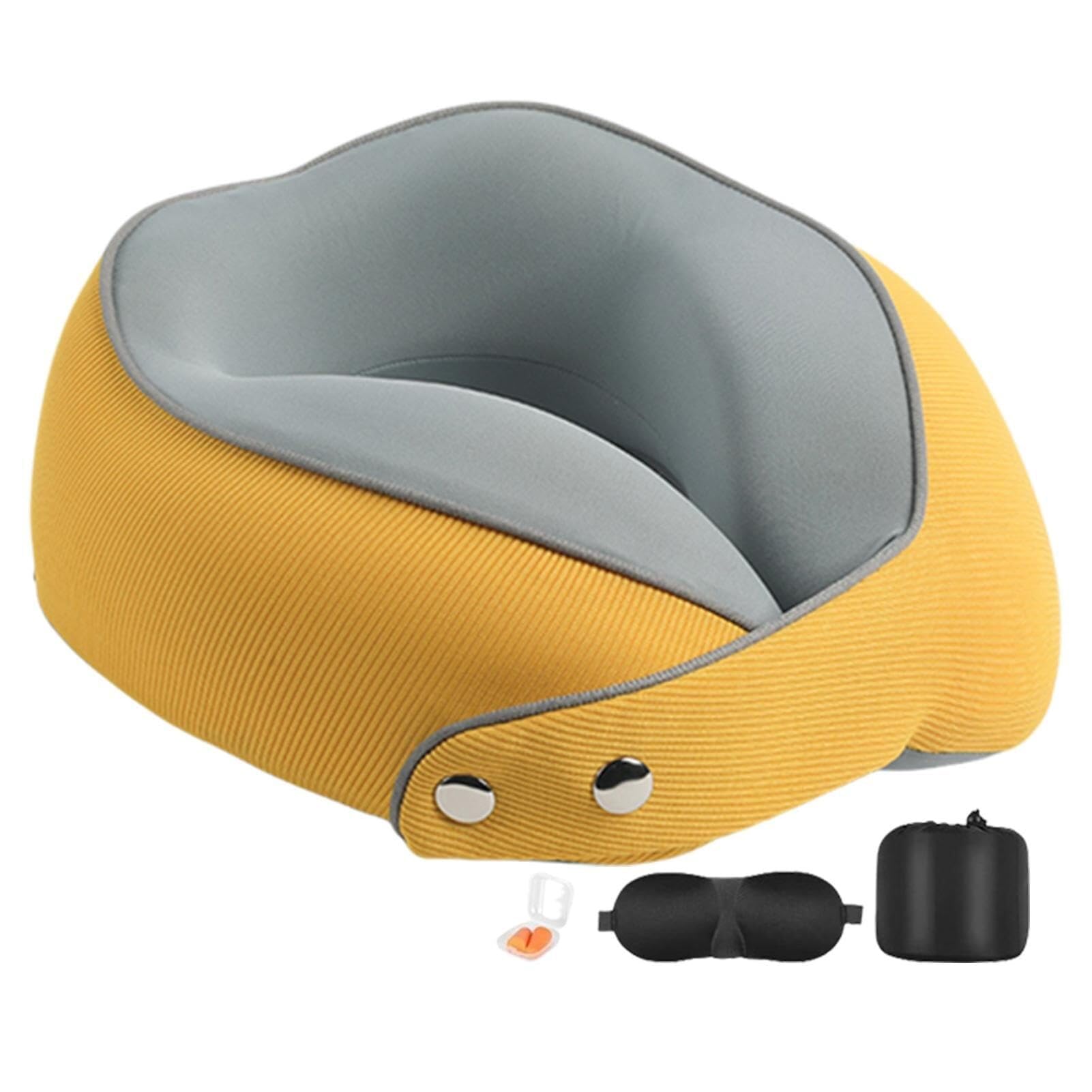Poduszka Podróżna Poduszka Podróżna Z Pianki Memory Foam, Regulowana, W Kształcie Litery U, Do Samolotu I Samochodu Poduszka na Kark(Yellow)