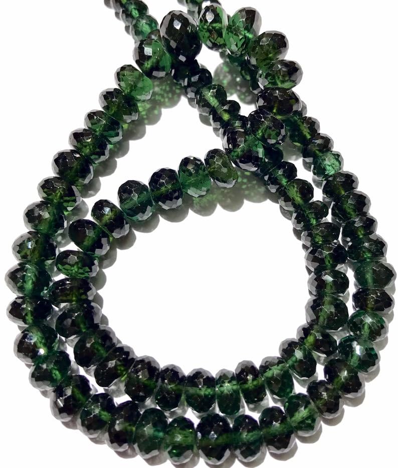 Perles rondes à facettes saphir vert véritable, pierres fines d'exception pour colliers