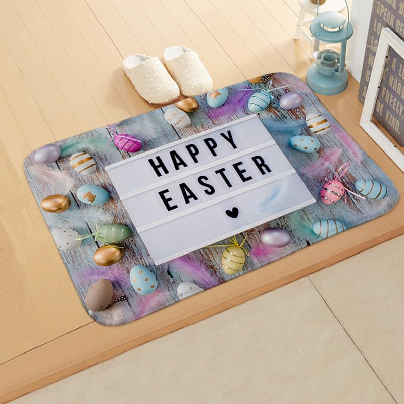 Tapis Exterieur Pâques 80x120cm et Grand Paillasson Entree Polyester Lavable