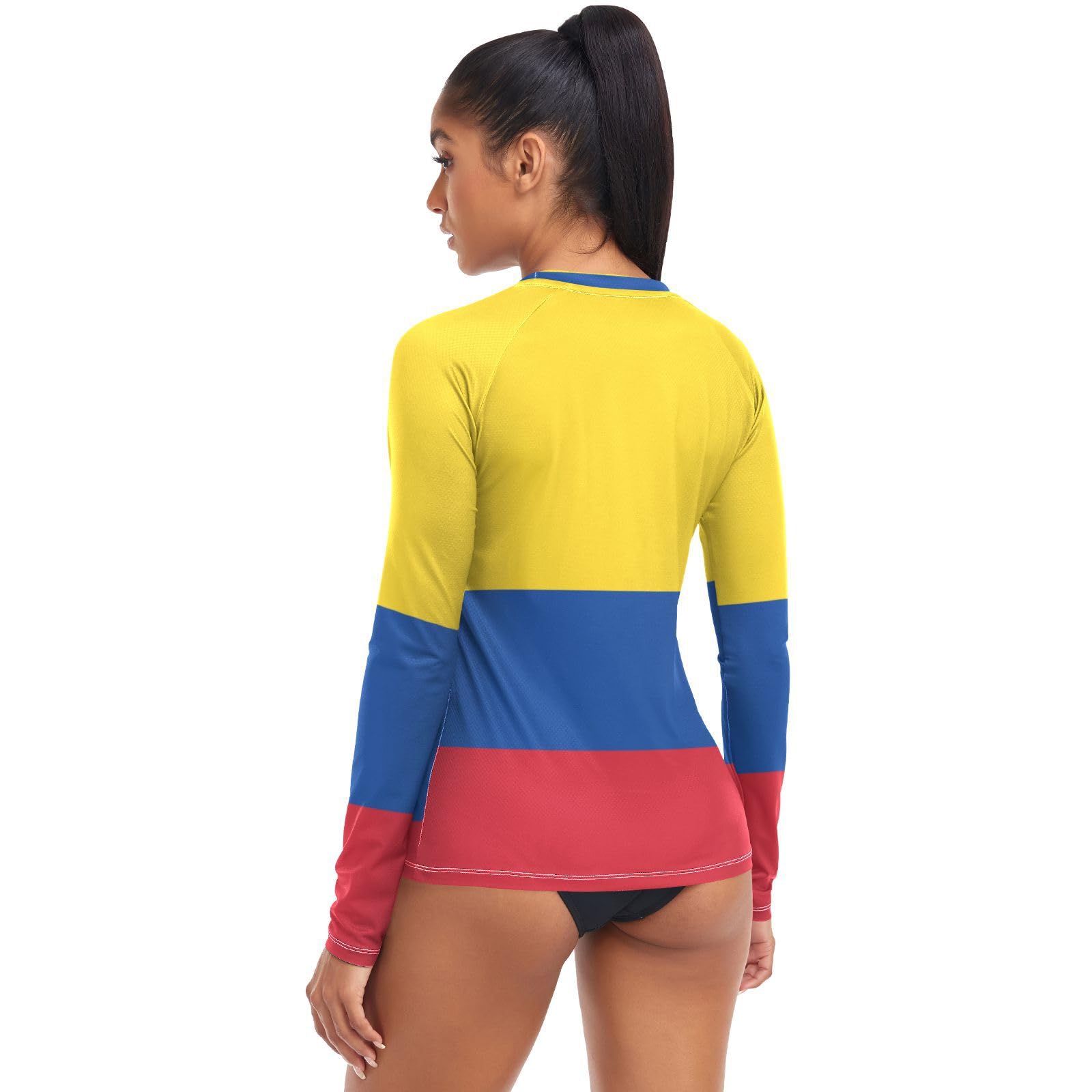 Colombia Colombia Bandiere Nazionali Blu Rosso Giallo Donne Rash Guard Traspirante Elasticità UV Sun