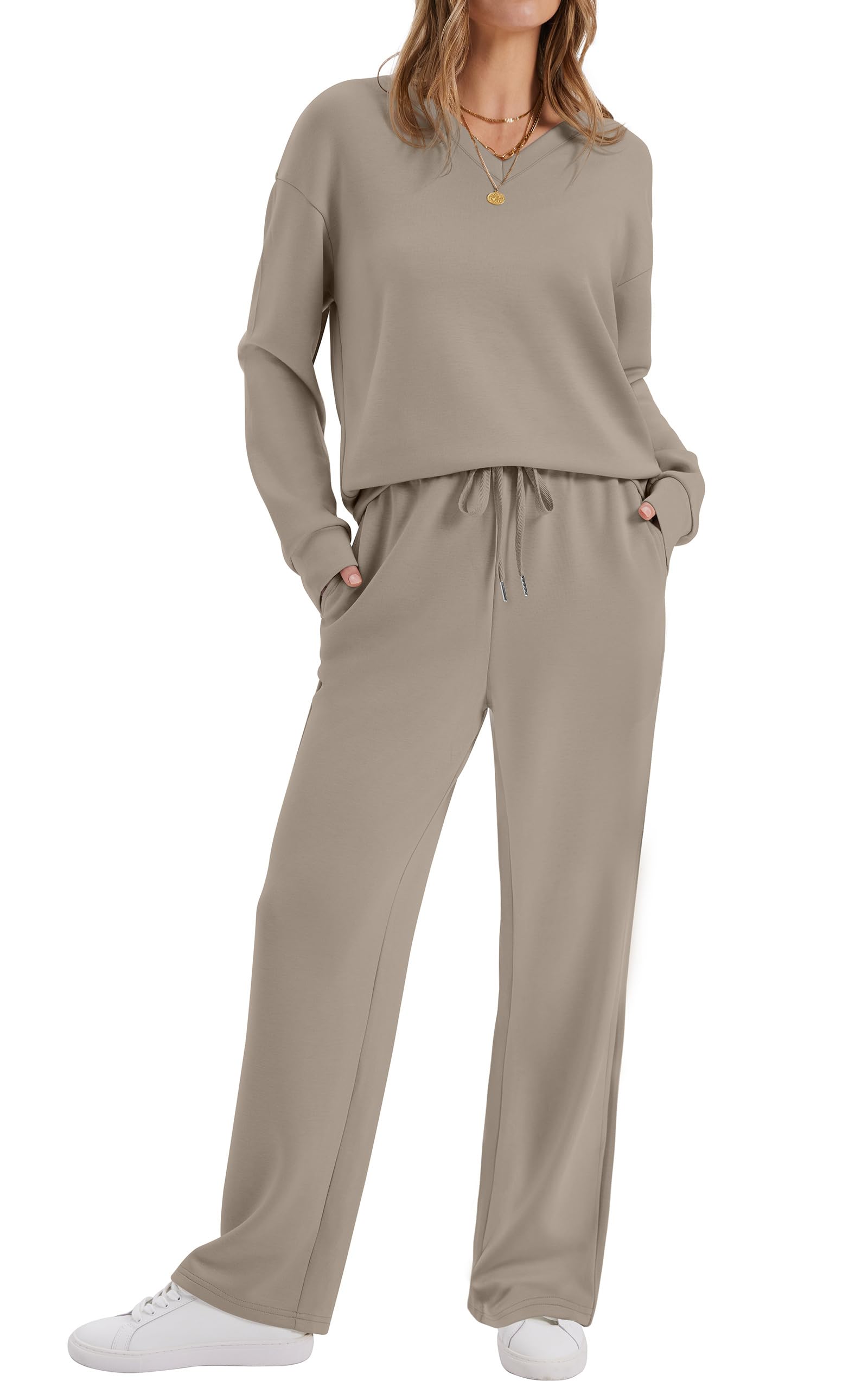WIHOLL Women's 2 Piece Matching Lounge Set Sweatsuits Fall Outfits