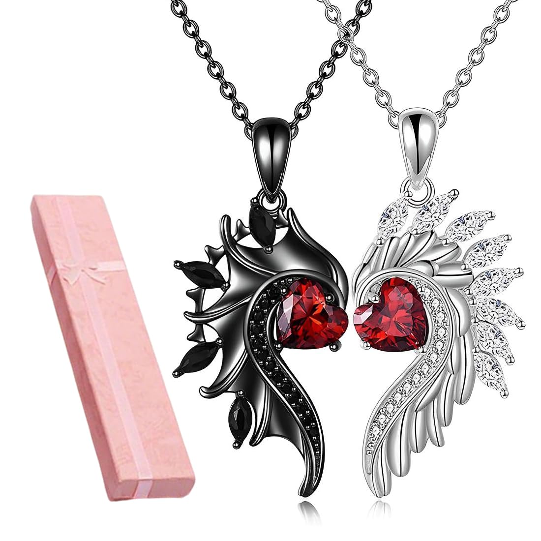 2 Piezas Collares Magnéticos para Parejas, Collar con Forma de Alas de Ángel, Collar con Colgante de Imán para Parejas, Regalo para Parejas, Mujeres, Hombres, Día de San Valentín Romántico