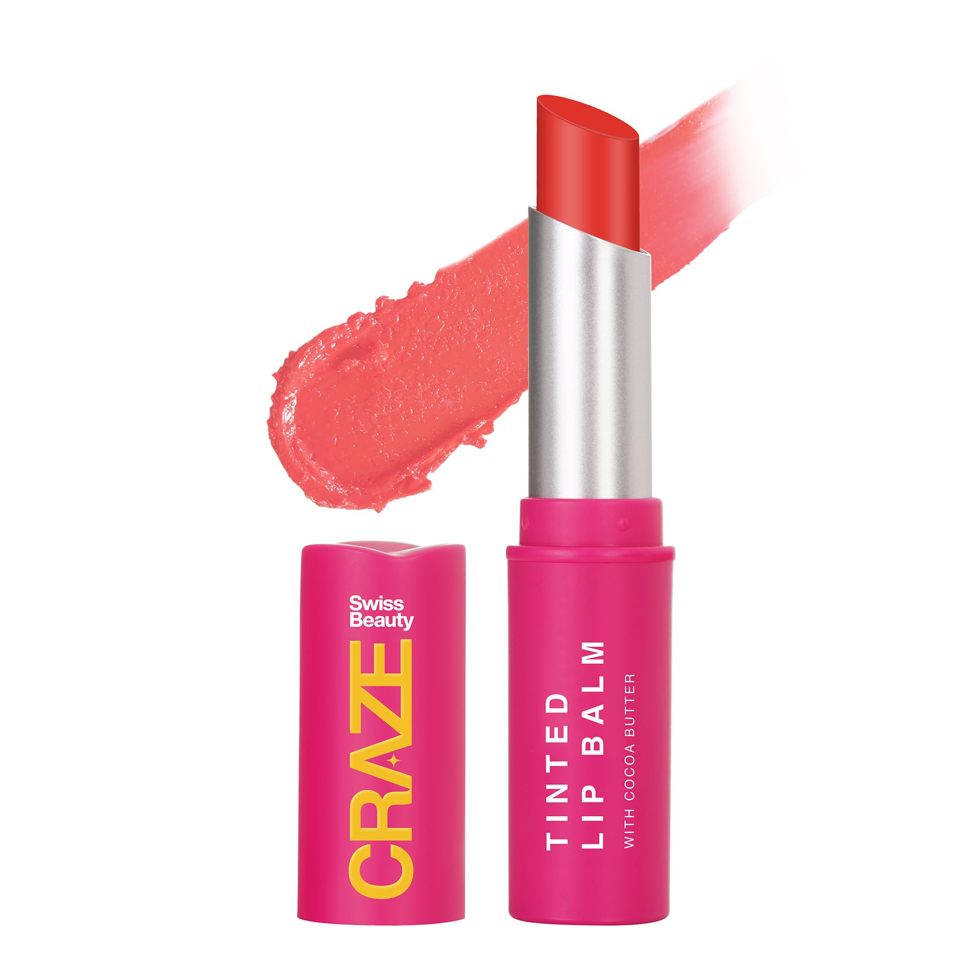 Craze Tinted Lightweight Sheer Lip Balm | Lip Protection And Lip Nourishment With Cocoa Butter | Shade- Cherry Crush, 3.2G