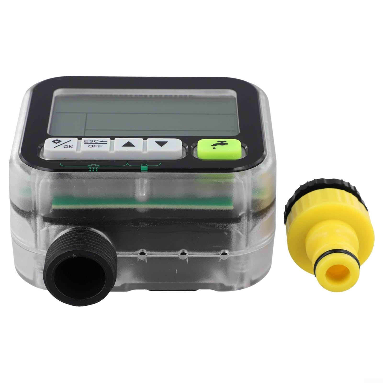 Rain Adaptive Hose Timer Specchio Display LCD Controller di irrigazione intelligente Blocco bambini Sensore pioggia IPX5 Programma di irrigazione flessibile Facile da usare Nero Trasparente 10,5 x 16