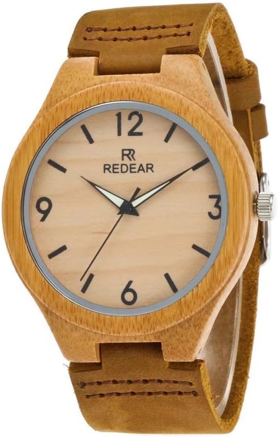 Wooden Bamboo Quartz Watch for Men Women Couples Handmade Lightweight Arabic Numerals Fluorescent Needle Display Watches