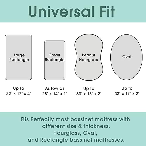 Miniatura 6 de BROLEX - Juego de sábanas elásticas ajustables para moisés, paquete de 2 sábanas para moiséscolchón, unisex, para niños y niñas, ultra suave,