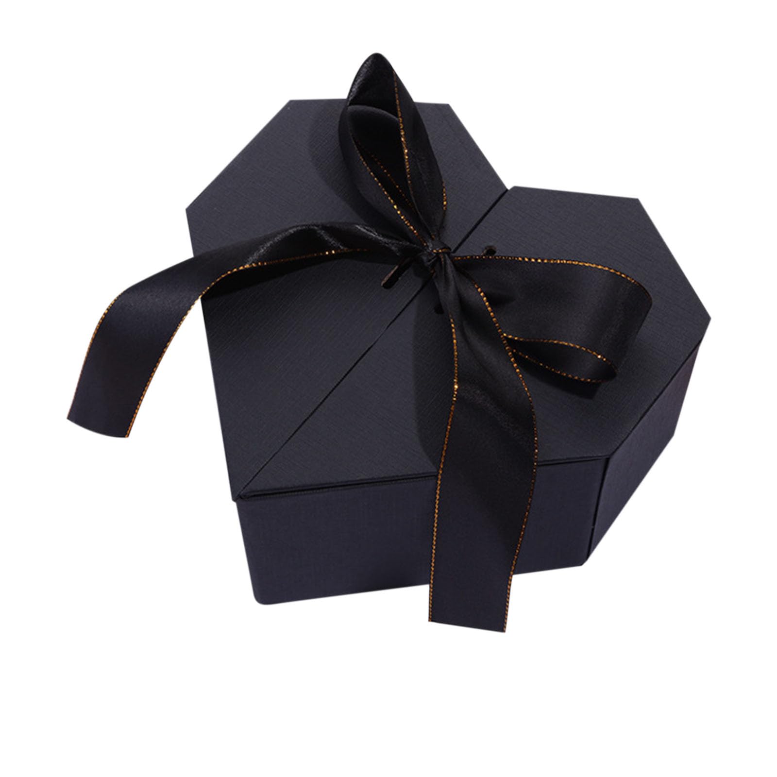 TheSosy Double Door Heart Boxes with Lids and Ribbons, Heart Shaped Flower Box, Heart Floral Gift Boxes Valentine's Day Gift Box, Festival for Luxury Flowers Gift Packaging (Black)