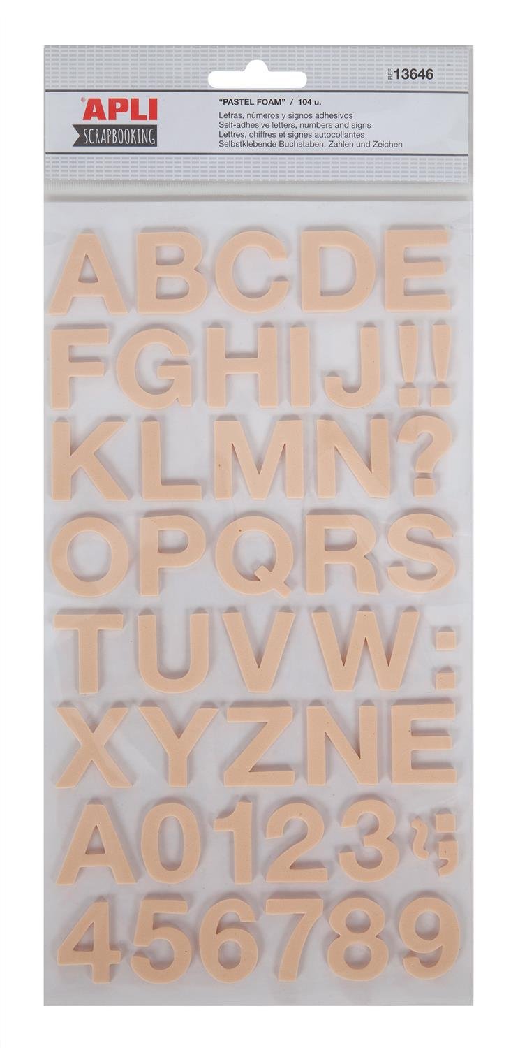 STICKERS APLI SCRAPBOOKING ABC GOMA EVA 2H SALMON