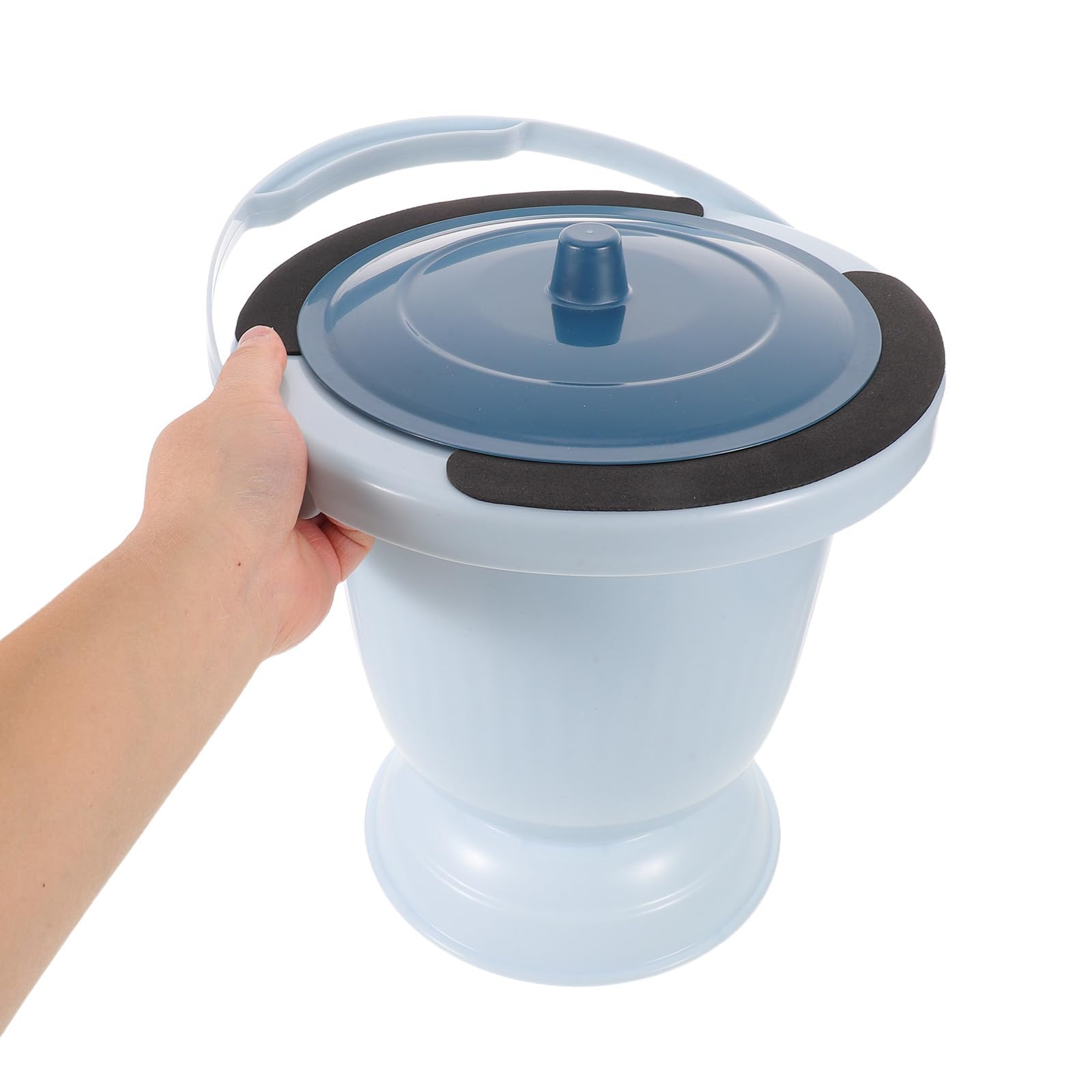 Tragbarer Toiletteneimer mit Deckel aus Kunststoff Auslaufsicherer Urinbehälter für Senioren und Behinderte Unisex Design für Indoor und Familienumgebung Blau