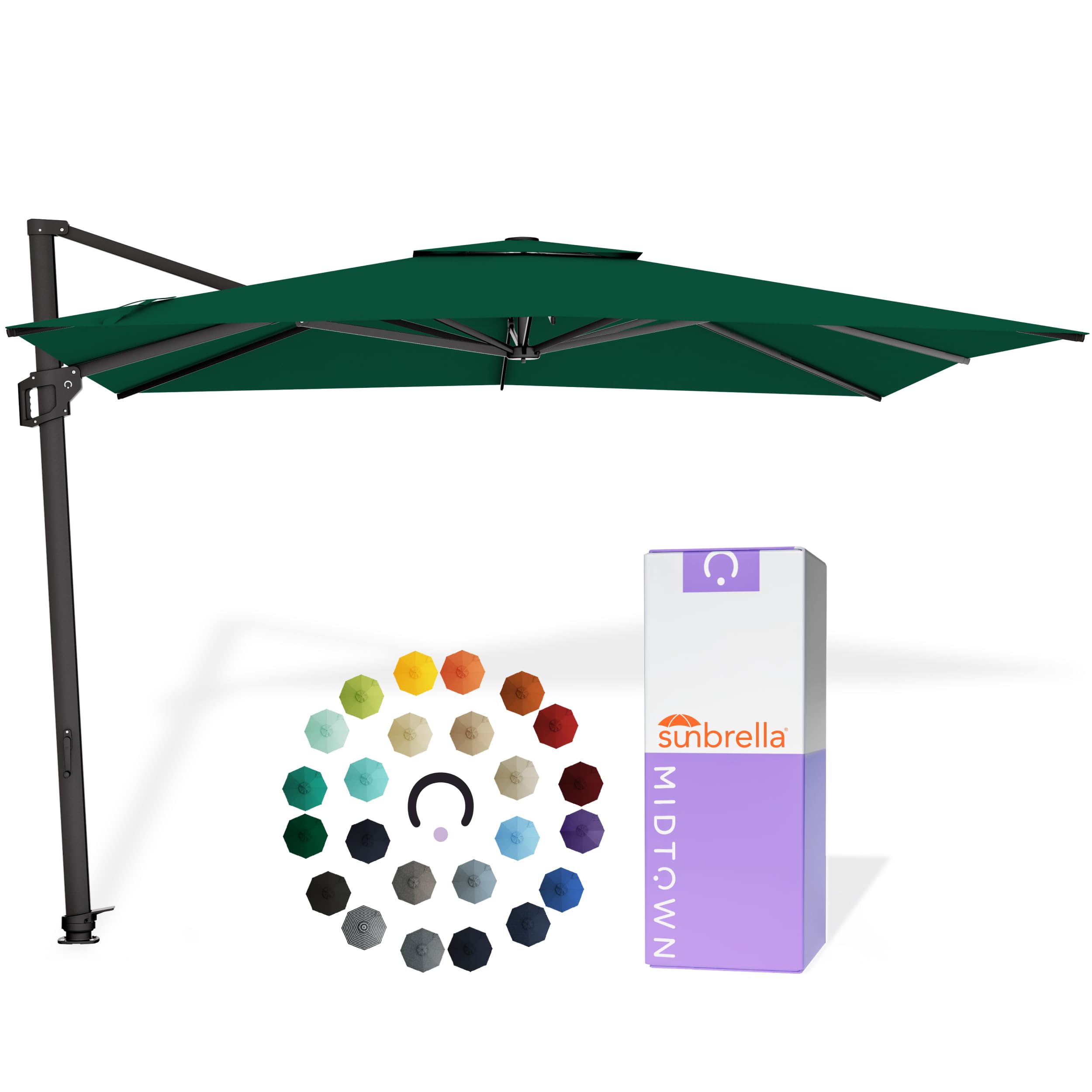 Midtown Umbrellas Grande Square - 9 x 9 Ft Cantilever Umbrella