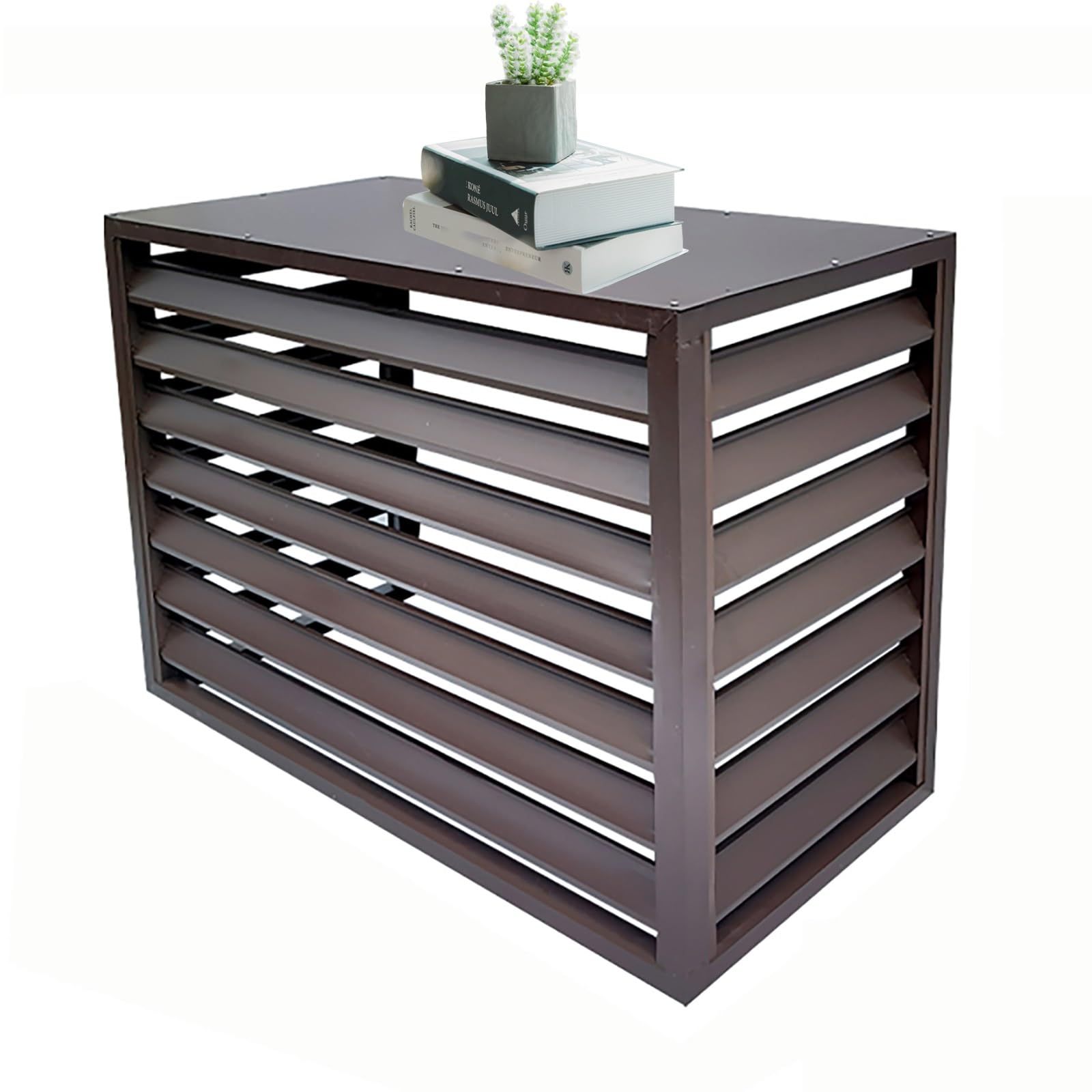 QYMYOZ Outdoor Aluminum AC Unit Cover - Weatherproof Fence Panels, Trash Can Enclosure & Flower Stand - Decorative Grey Freestanding Protection for Air Conditioner