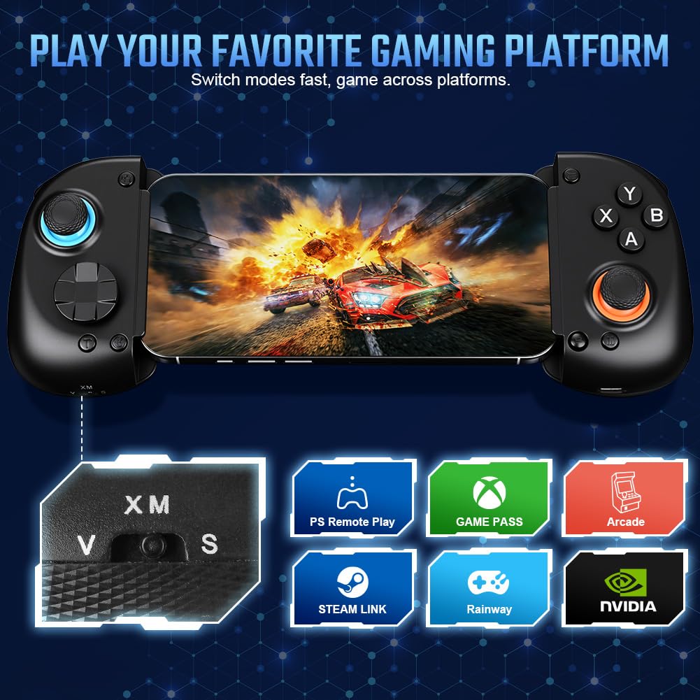 AOOSU Mobile Gaming Controller, Controller di Gioco Mobile per Android/iOS, Gamepad Wireless, Joystick Analogico Anti-deriva, Compatibile con Android, iOS, Switch e PC (Nero)