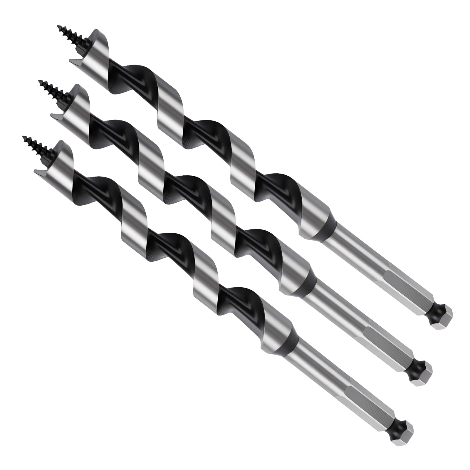 MOXPIFY Wood Auger Drill Bits, 3pcs 14mm Timber Drill Bits 155mm Long Hex Shank, Extra Long Drill Bits Wood For Woodworking (3pcs x 14mm x 155mm) โ image 1