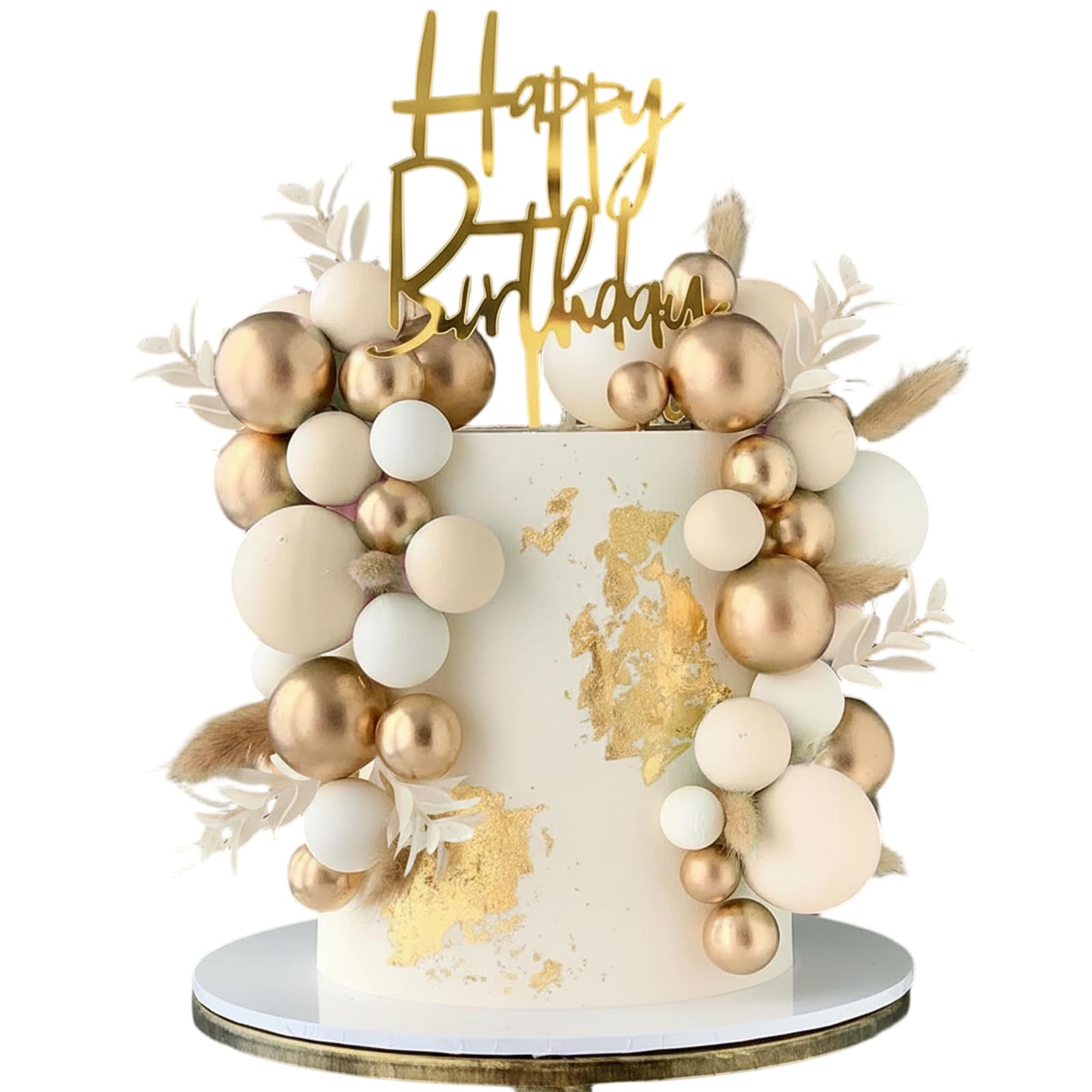 50 Pcs Gold Cake Decorations, Gold Cake Balls and Toppers for Birthdays, Weddings, Christenings, Party Decorations, Elegant Cake Toppers for Baking and Celebrations