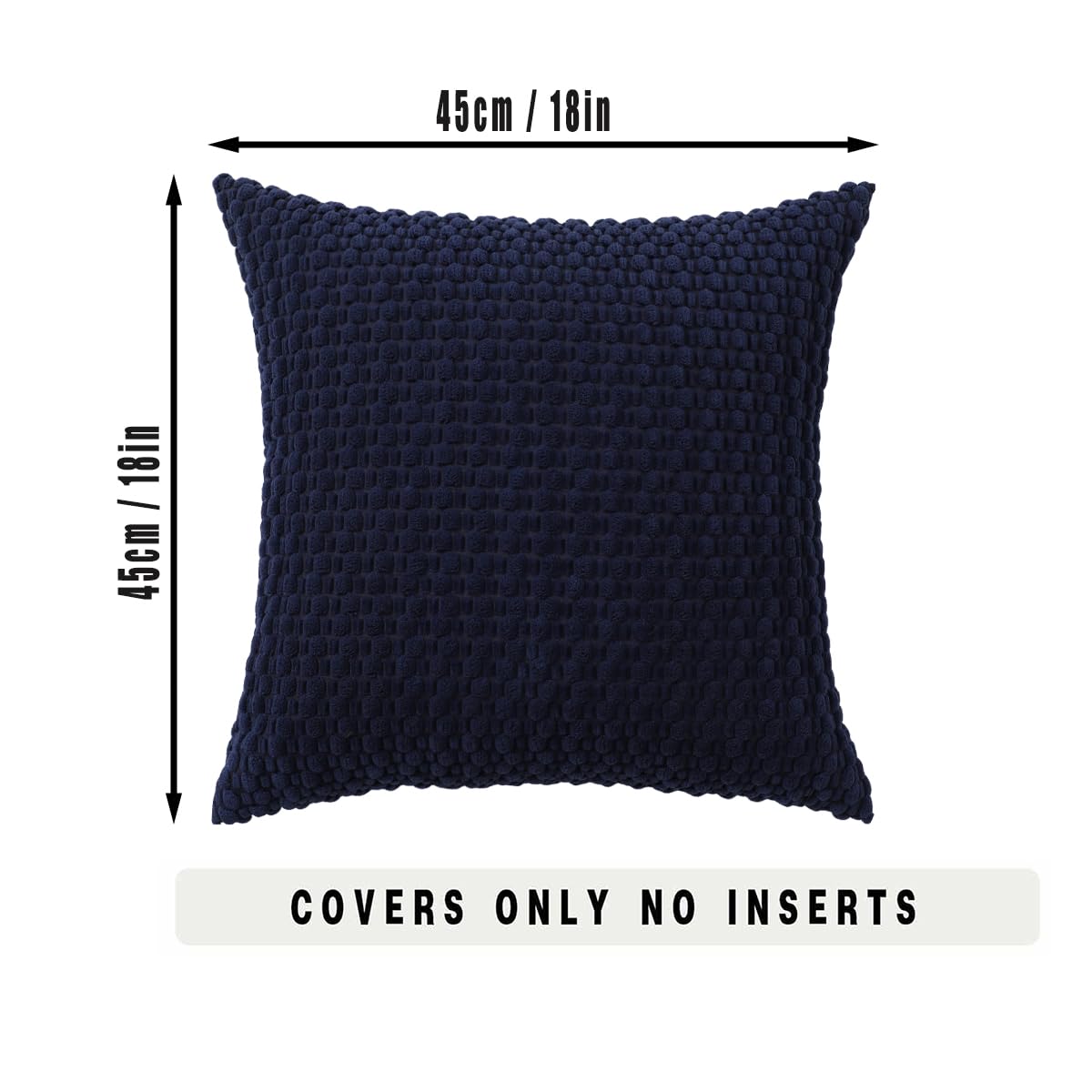 Tennove Cushion Covers 45x45cm Decorative Modern Navy Blue Pillow Cases Pack of 2 Corduroy Boho Soft Throw Pillow Covers Square Pillowcases for Sofa Living Room Bed Home Decor - Image 2