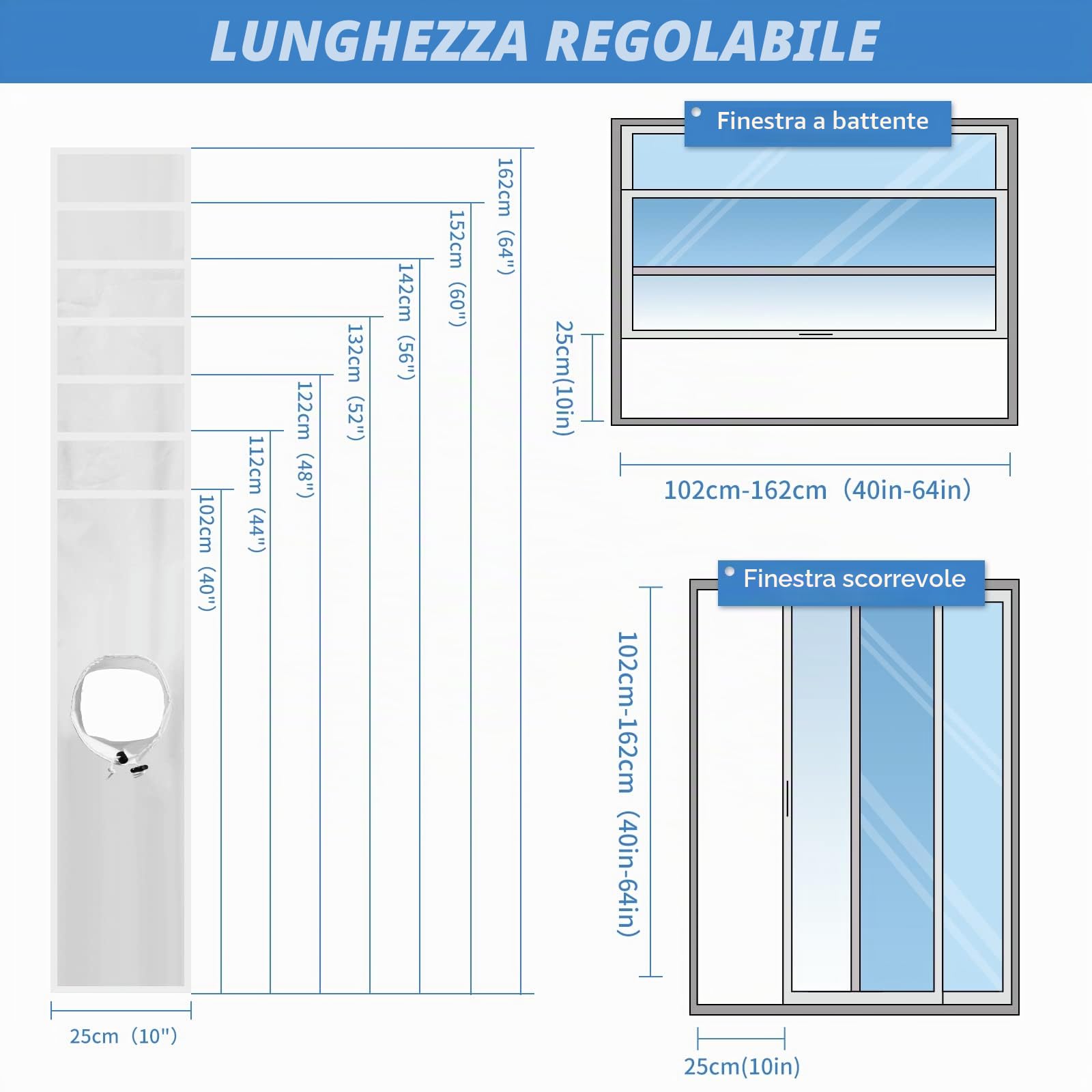 Landrip Kit de sellado de ventana de aire acondicionado, kit de sellado de ventana para aire acondicionado portátil, protección de intercambio de aire, 92 x 25 cm