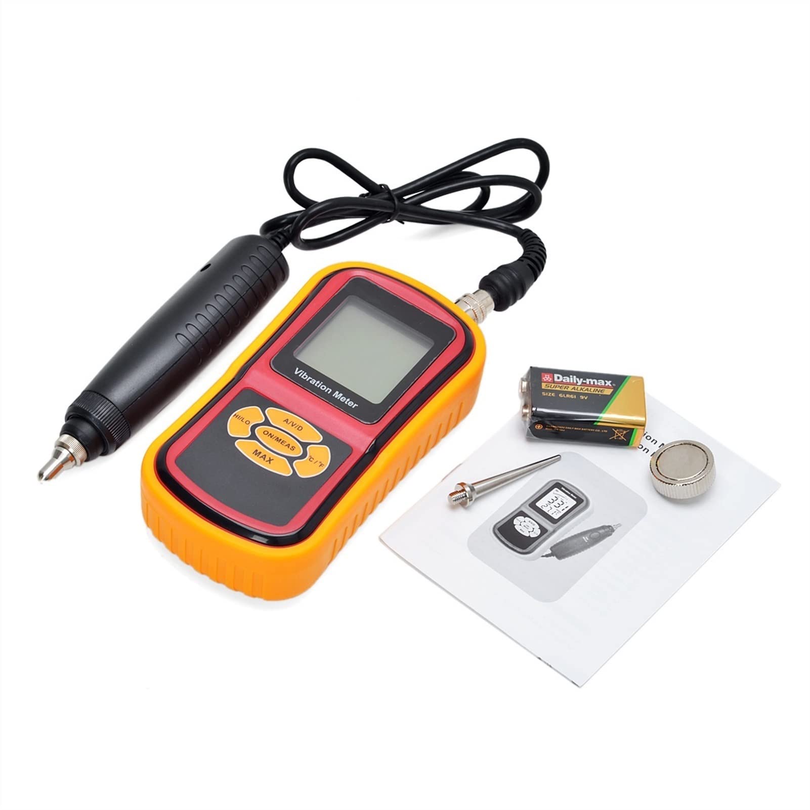 Soywim One Color Digital Vibration Meter, Split Digital Vibration Meter Handheld Speed Acceleration Displacement Measurement Gm63b